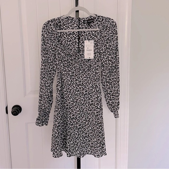 ZARA-Animal Print dress-size Small-black/white-NWT-Retail $50 - Picture 2 of 12